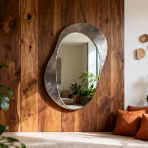 Associare Specchi Fluidi e Legno Caldo: La Tendenza 2025 per Ingrandire le Pareti